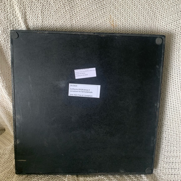 Square Glass-top & Wood Black & Beige Boho Beachy Geometric Serving Tray - Picture 5 of 6